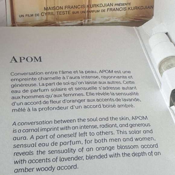 - APOM Maison Francis Kurkdjian new realeased sample 2 ml - Picture 3 of 5